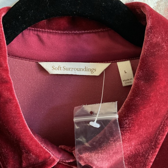 Soft Surroundings Rich Burgundy Red Velvet Blouse - Picture 3 of 5